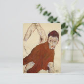 Egon Schiele- Self portret in een jerkin Briefkaart (Staand voorkant)