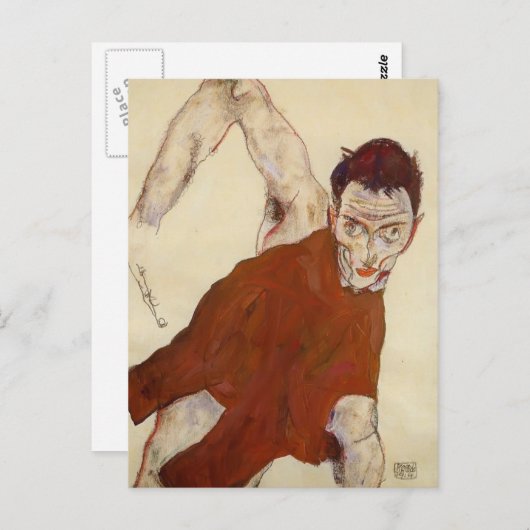 Egon Schiele- Self portret in een jerkin Briefkaart (Voorkant / Achterkant)