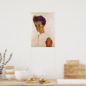 Egon Schiele Self-Portret met gestreept Shirt Poster (Keuken)