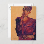 Egon Schiele- Self Portret met hand naar wang Briefkaart (Voorkant / Achterkant)