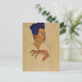 Egon Schiele - Self Portret met handen op de borst Briefkaart (Staand voorkant)