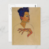 Egon Schiele - Self Portret met handen op de borst Briefkaart (Voorkant / Achterkant)