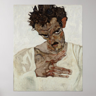 Egon Schiele Self Portret met verlaagd hoofd Poster