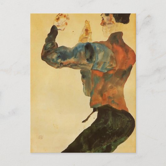 Egon Schiele - Self Portret with Raised Arms Briefkaart (Voorkant)