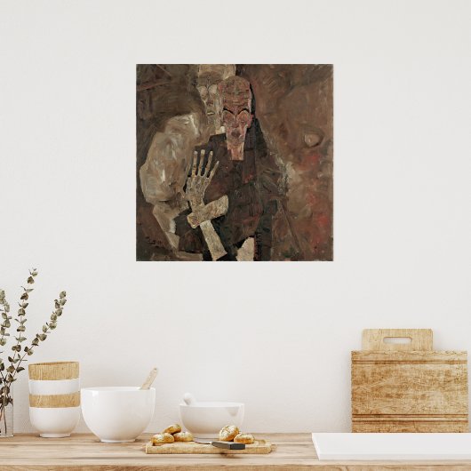 Egon Schiele Self-Seer II (Dood en Man) Poster (Keuken)