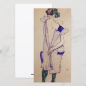 Egon Schiele - Staand meisje in een blauwe jurk Feestdagenkaart (Voorkant / Achterkant)