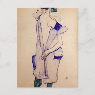 Egon Schiele - Standing Girl in a Blue and Green Briefkaart