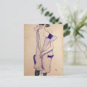 Egon Schiele - Standing Girl in a Blue and Green Briefkaart (Staand voorkant)