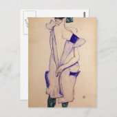 Egon Schiele - Standing Girl in a Blue and Green Briefkaart (Voorkant / Achterkant)