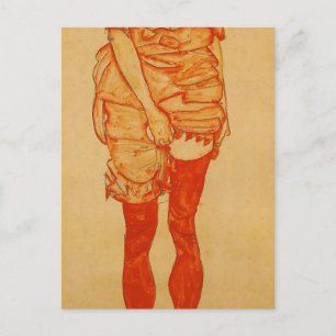 Egon Schiele - Standing Voman in Red Briefkaart
