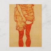 Egon Schiele - Standing Voman in Red Briefkaart (Voorkant)
