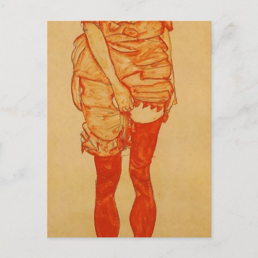 Egon Schiele - Standing Voman in Red Briefkaart (Voorkant)