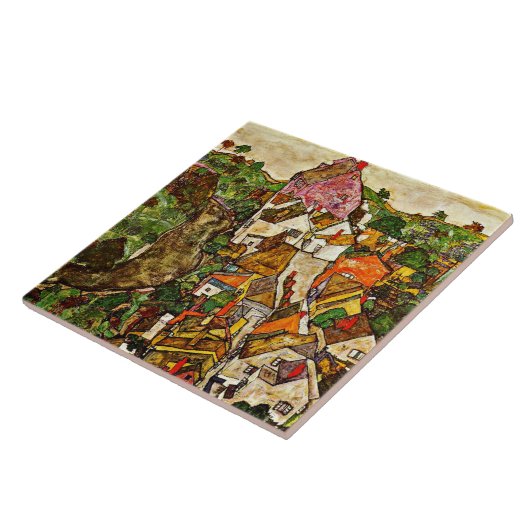 Egon Schiele - Stein op de Donau Tegeltje (Zijkant)