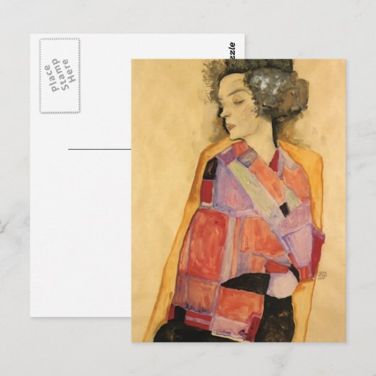 Egon Schiele- The Daydreamer (Gerti Schiele) Briefkaart (Voorkant / Achterkant)
