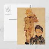 Egon Schiele- Twee jongens Briefkaart (Voorkant / Achterkant)