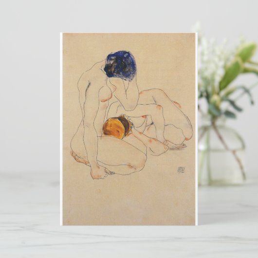 Egon Schiele - Twee Vrienden Bedankkaart (Staand voorkant)