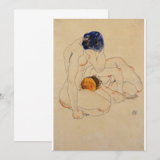 Egon Schiele - Twee Vrienden Bedankkaart (Voorkant / Achterkant)
