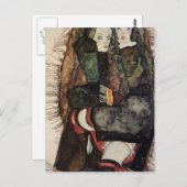 Egon Schiele - Two Girls on a Fringee Blanket Briefkaart (Voorkant / Achterkant)