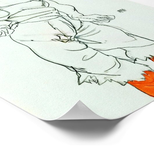 Egon Schiele - Vrouw in onderkleding en kousen Poster (Hoek)