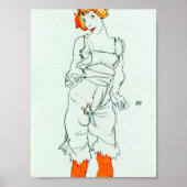 Egon Schiele - Vrouw in onderkleding en kousen Poster (Voorkant)