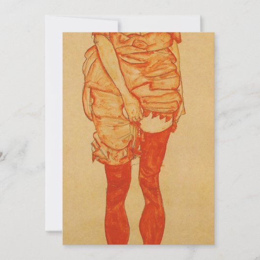 Egon Schiele - Vrouw in rood 1913 Aankondiging (Voorkant)