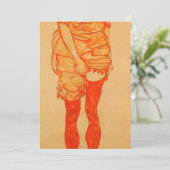 Egon Schiele - Vrouw in rood 1913 Aankondiging (Staand voorkant)