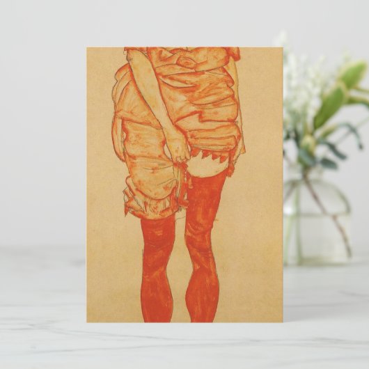 Egon Schiele - Vrouw in rood 1913 Aankondiging (Staand voorkant)