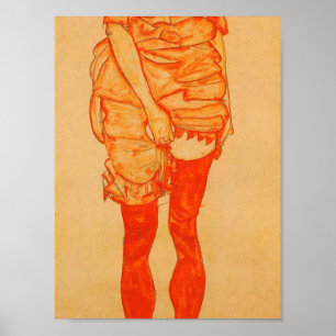 Egon Schiele - Vrouw in rood 1913 Poster