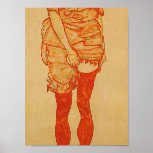 Egon Schiele - Vrouw in rood 1913 Poster (Voorkant)