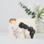 Egon Schiele - Vrouw in zwarte kussen Briefkaart (Staand voorkant)