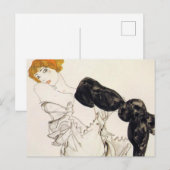 Egon Schiele - Vrouw in zwarte kussen Briefkaart (Voorkant / Achterkant)