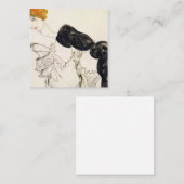 Egon Schiele - Vrouw in zwarte kussen Vierkante Visitekaartje (Voorkant / Achterkant)