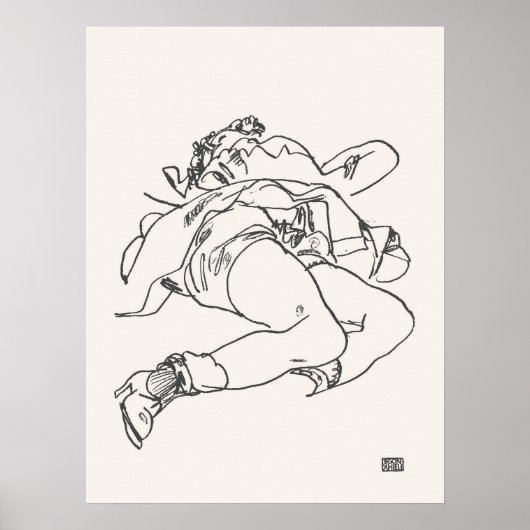 Egon Schiele Vrouw Lying Kunst Print  (Voorkant)