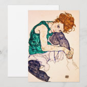 Egon Schiele - vrouw met legerwerk Feestdagenkaart (Voorkant / Achterkant)