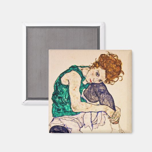 Egon Schiele - vrouw met legerwerk Magneet (Voorkant / Achterkant)