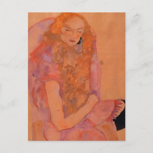 Egon Schiele- Vrouw met Long Hair Briefkaart (Voorkant)