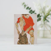 Egon Schiele-Vrouw model in Red Jacket & Pants Briefkaart (Staand voorkant)