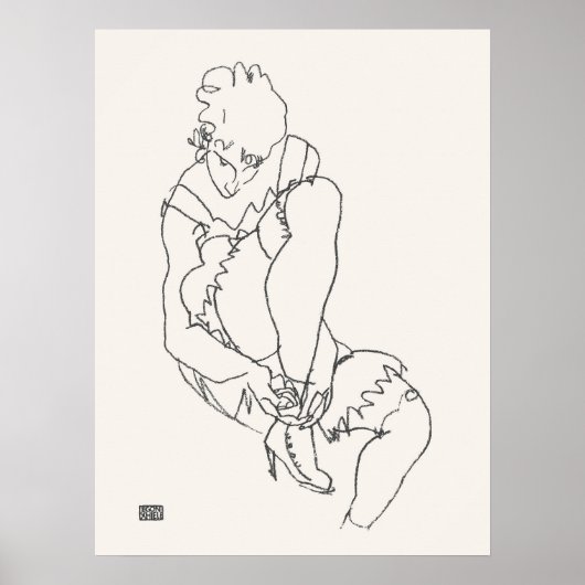 Egon Schiele Vrouw Zittend Kunst Print  (Voorkant)