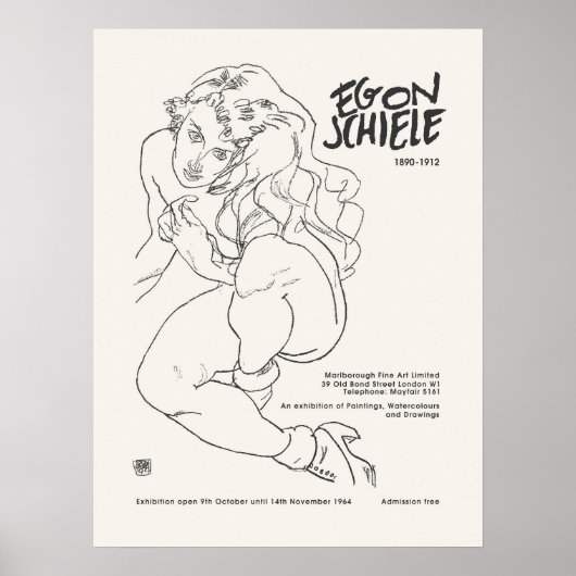 Egon Schiele Vrouw Zittend Kunst Print Tentoonstel (Voorkant)