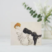 Egon Schiele - Woman in Black Stockings Briefkaart (Staand voorkant)