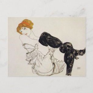 Egon Schiele - Woman in Black Stockings Briefkaart