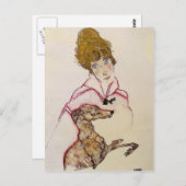 Egon Schiele- Woman with Greyhound (Edith Schiele) Briefkaart (Voorkant / Achterkant)