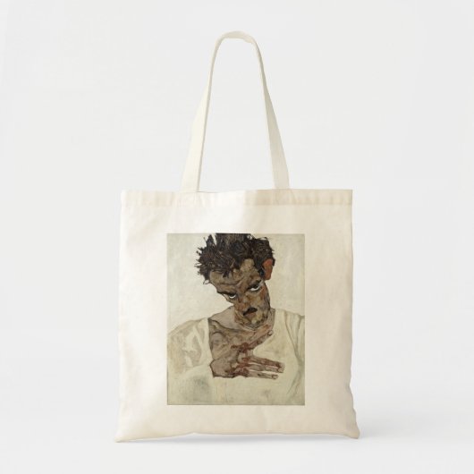 Egon Schiele - zelf - portret met een gereduceerd  Tote Bag (Voorkant)