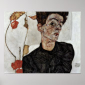 Egon Schiele - zelf-portret met fruitlantern Poster (Voorkant)