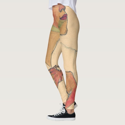 Egon Schiele zelf portret met handen op de borst Leggings (Links)