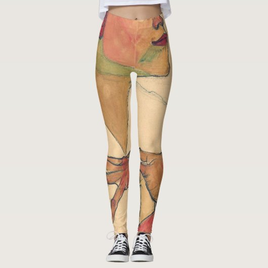Egon Schiele zelf portret met handen op de borst Leggings (Voorkant)