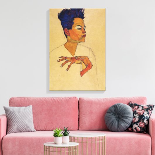 Egon Schiele Zelfportret Canvas Print (Insitu (Woonkamer))