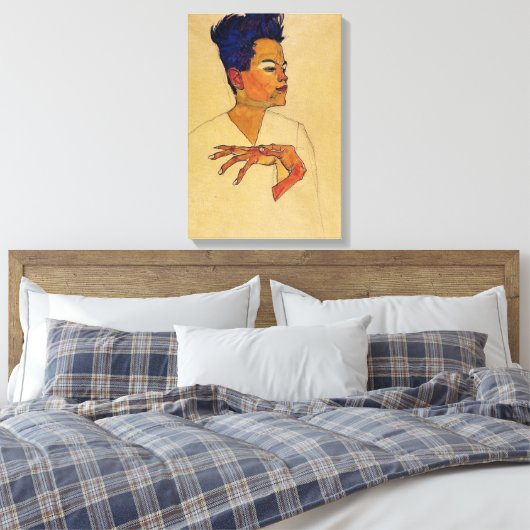 Egon Schiele Zelfportret Canvas Print (Insitu (Slaapkamer))
