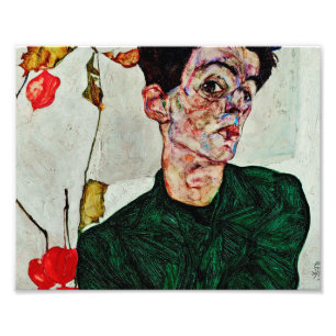 Egon Schiele - zelfportret met de Chinese lantaarn Foto Afdruk