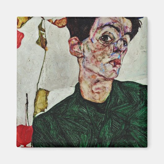 Egon Schiele - zelfportret met de Chinese lantaarn Magneet (Voorkant)